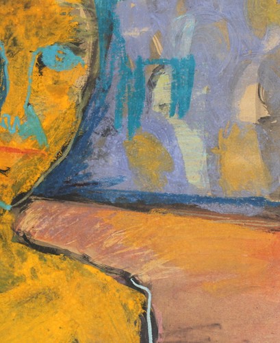 Vintage Original Gouache Gemälde Abstrakt Figur Signiert - Bild 9 von 13