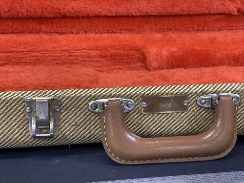 Vintage Fender Guitar Hard Case Tweed Exterior Leather Orange Interior LG - Picture 15 of 23