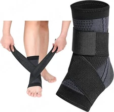 Ankle Brace Support Compression Sleeve Strap for Relief Sprained Tendon Foot Gym