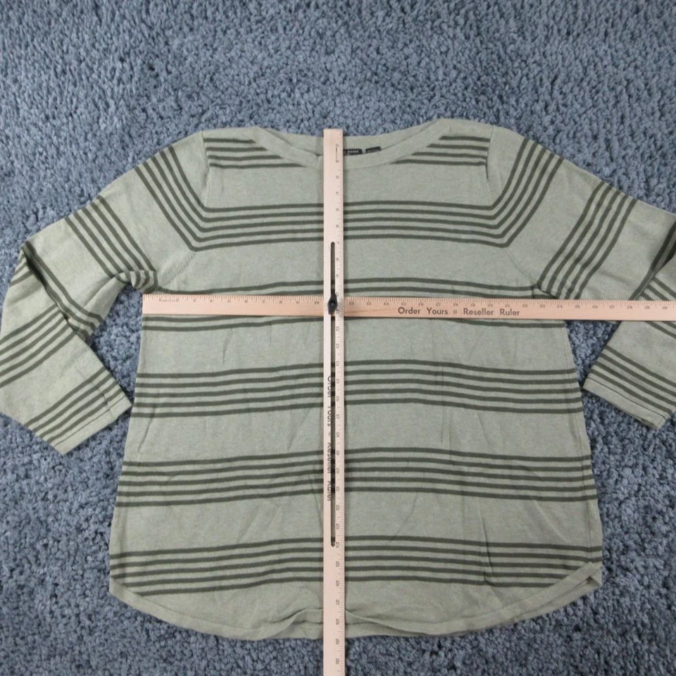 Jeanne Pierre рубашка женщин 2 X зеленая полоса туника лодка воротник длинным рукавом вязаный - Изображение 3 из 4