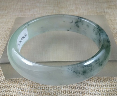 59MM Natural Ice Blue Flower Jadeite Jade Bracelet Bangle - Picture 7 of 12