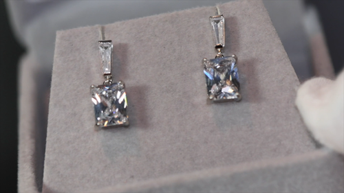 Diamond Earrings, Womens Diamond Earrings, Simulated Radiant Diamond Earrings - Video 1 of 1