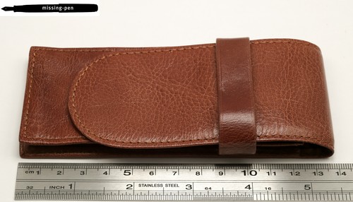 Ambassador Leather Etui / Case for 2 Pens in Brown with wood box - Picture 4 of 7