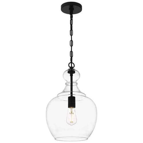 HDC Bakerston 1-Light Matte Black Hanging Pendant with Clear Glass Shade - Bild 1 von 7