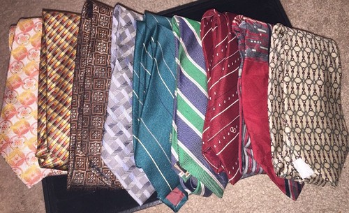 DESIGNER MENS Silk TIES Necktie 9 TIE LOT VALENTINO MASSIMO YSL SMYTHE RENZO + - Picture 2 of 11