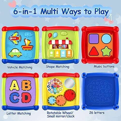 Baby Toys 6 To 12 Months Boys Girls 6 In 1 Activity Cube Toys For 1 Year Early L - Picture 4 of 6