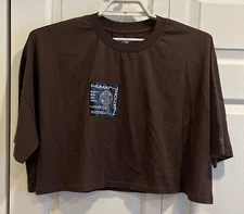 HUMAN NATION Gender Neutral Crop Tee Brown Sz XXL