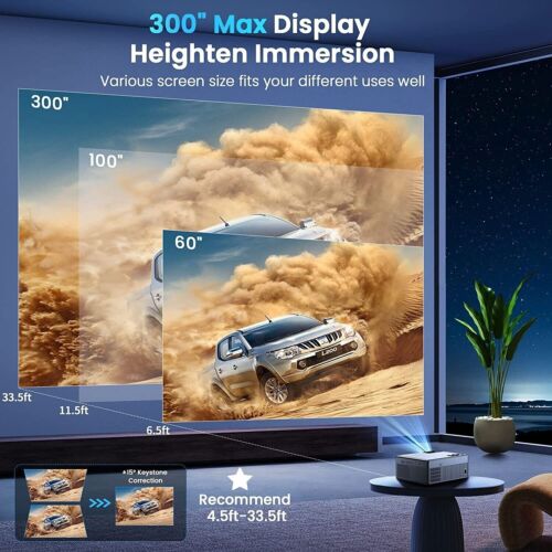 Projector with 5G WiFi and Bluetooth, Portable Projector 4K 1080p Support - Picture 2 of 7