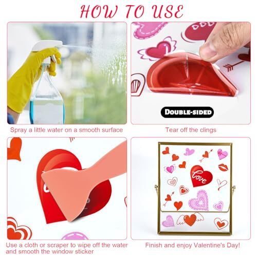 174 Pcs Valentine's Day Window Clings PVC Stickers Sheets Valentine Hearts 6 - Picture 4 of 7
