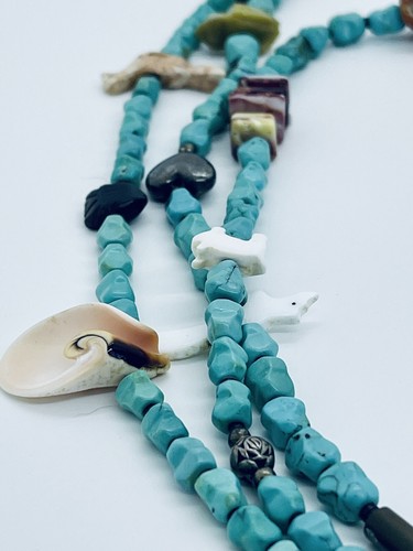 Vintage Santo Domingo Turquoise Fetish Totem Multi Strand Treasure Necklace - Picture 6 of 10