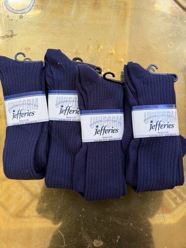 Jefferies Socks LOT Mens Uniform Tall Socks Navy 4 Pair NWT Cotton/Nylon US 9-12