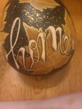 Handmade/Handpainted Black And Gold 'Home' Gourd.