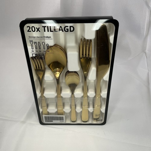 IKEA TILLAGD 20-Piece Flatware Set Brass 004.744.52 - Picture 3 of 9