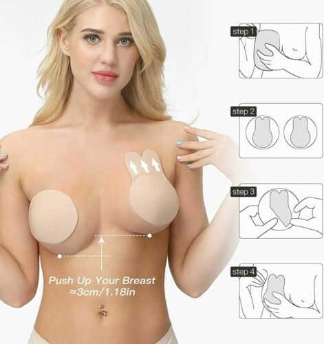 Silicone Strapless Nipple Cover Breast Invisible Bra Invisible Breast Lift Tape - Picture 2 of 24