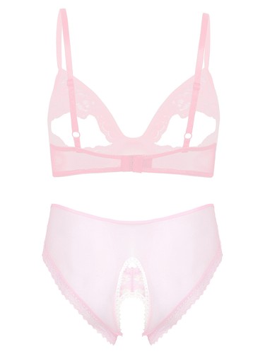 Damen-BH mit Slips durchsichtiges Weste Top und Höschen Abend Dessous Set Spitze - Bild 101 von 131