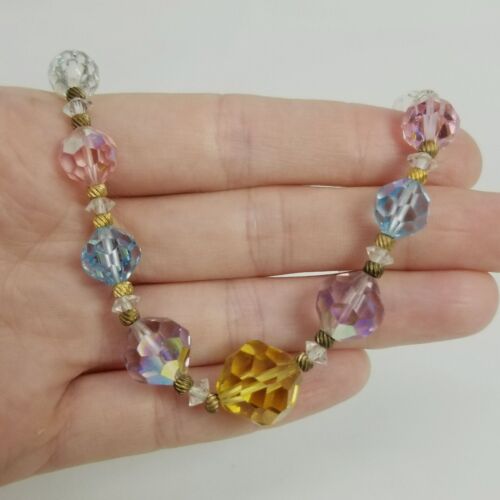 Collana Vintage di Perline in Vetro Colorato, Perline Sfaccettate Arcobaleno Pastello, 14 Pollici - Foto 6 di 8
