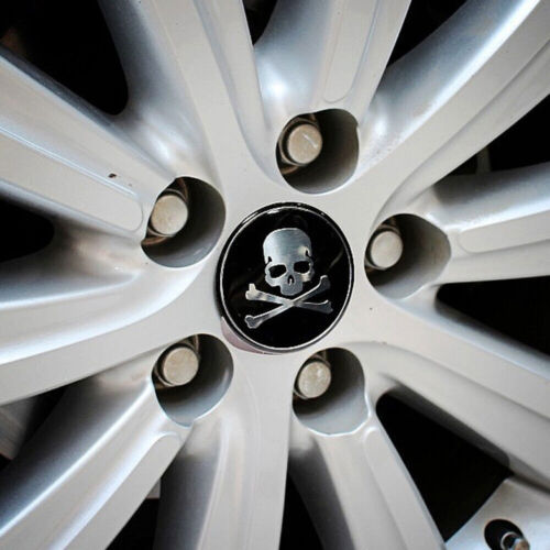 4pcs 56mm Skull Bone Car Wheel Rim Center Hub Cap Decal Cover Emblem Stickers - Picture 12 of 14
