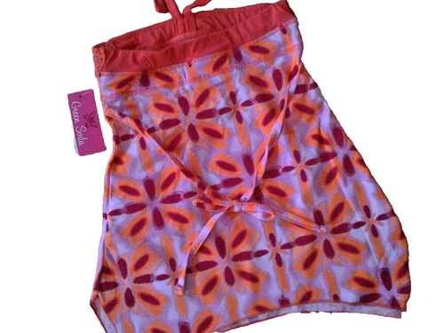NWT GREEN SODA ORANGE & RED COLOR TIE DYE W/ GLITTER NECK STRAP TOP Sz 6-6 X - Imagen 4 de 4