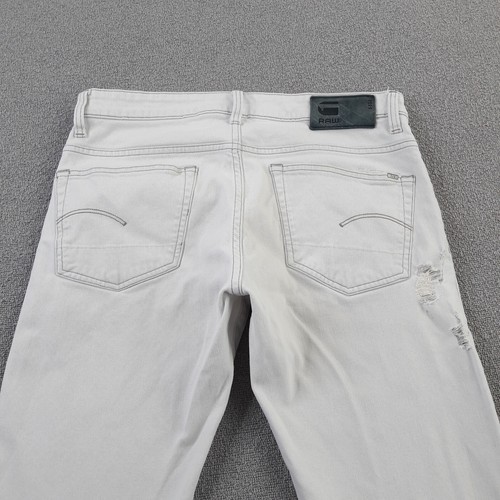 G-Star Mens Jeans 33x34 White 3301 Super Slim Coj Denim Stretch Skinny W33 L34 - Picture 5 of 19