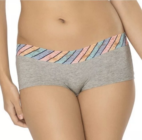 NEW So Boxy Boyshorts Panties Size XL Gray With Rainbow Stripe - Picture 1 of 2