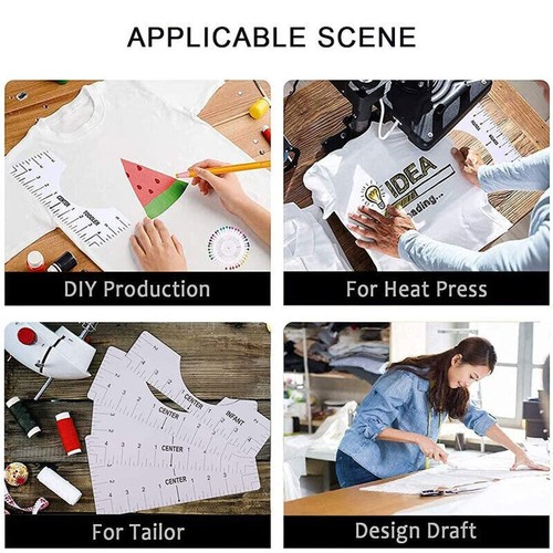 5PCS T-Shirt Alignment Ruler Craft Ruler With Guide For Drawing Template Tool AU - Picture 9 of 18