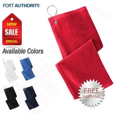 Port Authority  Golf Towel Grommeted 100% Cotton Terry Velour 11x18 Towel PT400