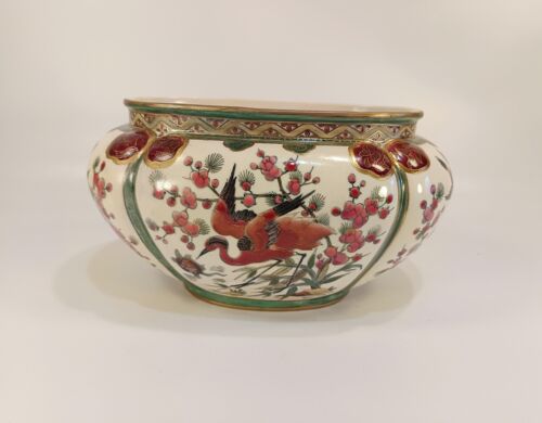 ZSOLNAY ANTIQUE HAND-PAINTED PLANTER, FAMILY SEAL! (R054) - Picture 5 of 11
