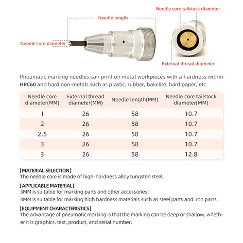 SFX Pneumatic Dot Peen Markierstift/Nadel & Nadelhülse für Pneumatic Dot Pin - Bild 3 von 10