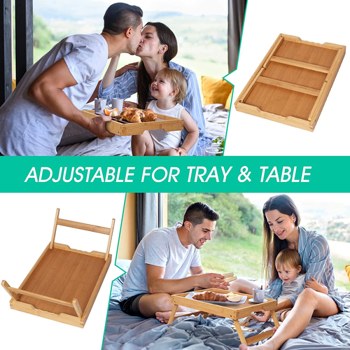 Bed Tray Table with Folding Legs,Bamboo Breakfast in Bed for TV Table, Laptop Co - Picture 5 of 12