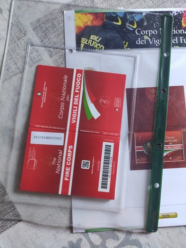 2 EURO ITALIA 2020 - CORPO NAZIONALE VIGILI DEL FUOCO COINCARD + FOGLIO ABAFIL - Foto 2 di 2