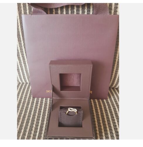 Monica Vinader Riva Mini Pod Diamond ring Yellow Gold Plated Size H NEW❤🌸 - Picture 4 of 4