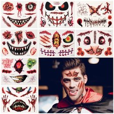 Halloween Zombie Temporary Tattoos 74Pcs, Waterproof Horror Fake Scars Tattoos