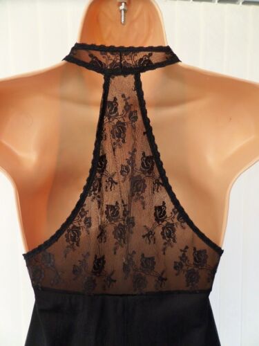 N31 VTG DOROTHY PERKINS ULTRA SHEER BLACK LACE BUTTON FRONT 60'S NIGHTDRESS 8/10 - Picture 12 of 12