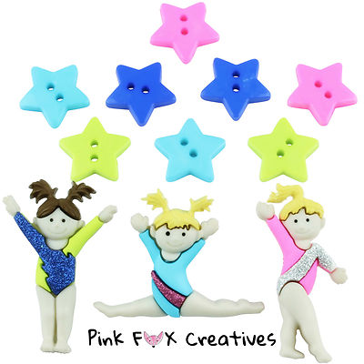 TINY TUMBLERS DRESS IT UP NOVELTY CRAFT BUTTONS GYMNAST DANCER SPORT HOBBY CUTE
