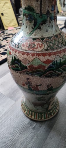 Vintage one of a kind Oriental Asian Pastel Porcelain Vase Home Decor - Picture 3 of 6