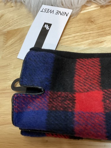 NINE WEST Damen Outdoor Fleece blau, rot & schwarz karierte Winterhandschuhe - Größe L - Bild 6 von 10