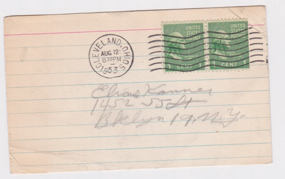 Bob Feller signed 1953 index card Indians HOF - Image 2 of 2