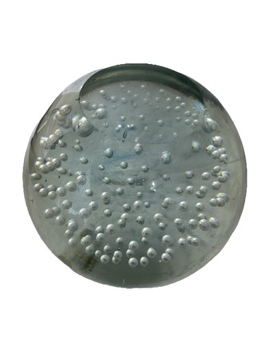 Art Clear Glass Controlled Air Bubbles Round Spherical Paperweight 3.5” Used. - Picture 4 of 4