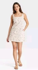 A New Day Womens Linen Blend Tank Mini Shift Dress XL Ivory Beachy Vacation 