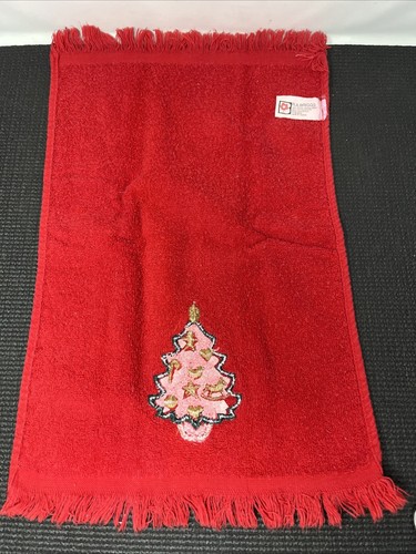 3 Vintage Christmas Hand fingertip towels 17x10 Martex Cannon Biggs Santa Card - Picture 9 of 12