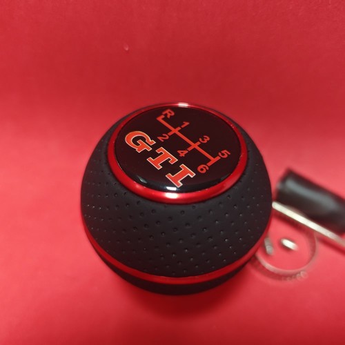 RED LEATHER 6SP SHIFT GEAR KNOB for GOLF GTI MK5 MK6 MK7 MK8 POLO 6R 6C 2G TSI R - Picture 4 of 6