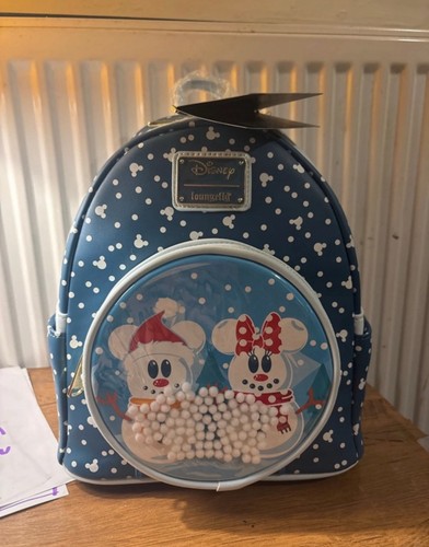 BNWT Disney Mickey & Minnie Snowglobe Loungefly backpack - Picture 1 of 10