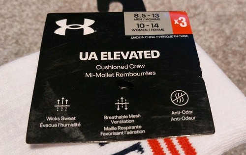 ¡Nuevo! Paquete de 3 calcetines elevados Under Armour UA para hombre 8,5-13 - Imagen 2 de 5