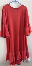 LuLaRoe Maria short sleeve maxi dress 2X red Flamenco Ruffle Sleeve Flare Loose