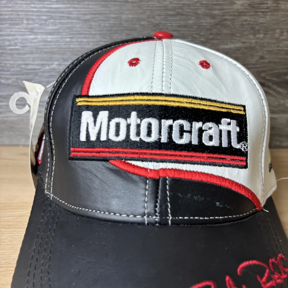 Vintage Motorcraft Hat Cap Strap Back Racing Faux Leather Roush Racing - Изображение 2 из 4