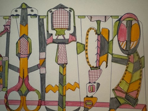 T. Burkeson Hand Drawn And Colored Geometric Folk Art Drawing Original - Picture 9 of 10
