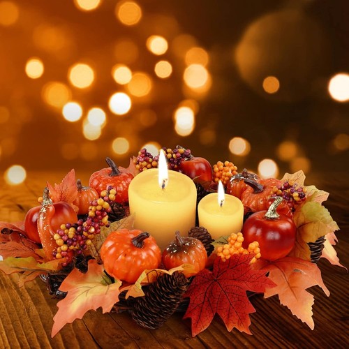 Herbstkranz Haustür mit Aufhänger, MOKANI Herbst Türkränze Halloween Kranz - Bild 4 von 7