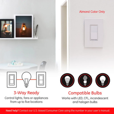 Enbrighten Zigbee In-Wall Smart Switch, QuickFit , SimpleWire  Almond by Jasco