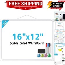 Double-Sided Dry Erase Board for Wall, 16"x12" Hanging Whiteboard, Small Dry ...