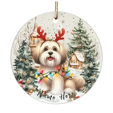 Havanese Dog Christmas Ornament Tree Decor Gift for Dog Lovers Present With Lig